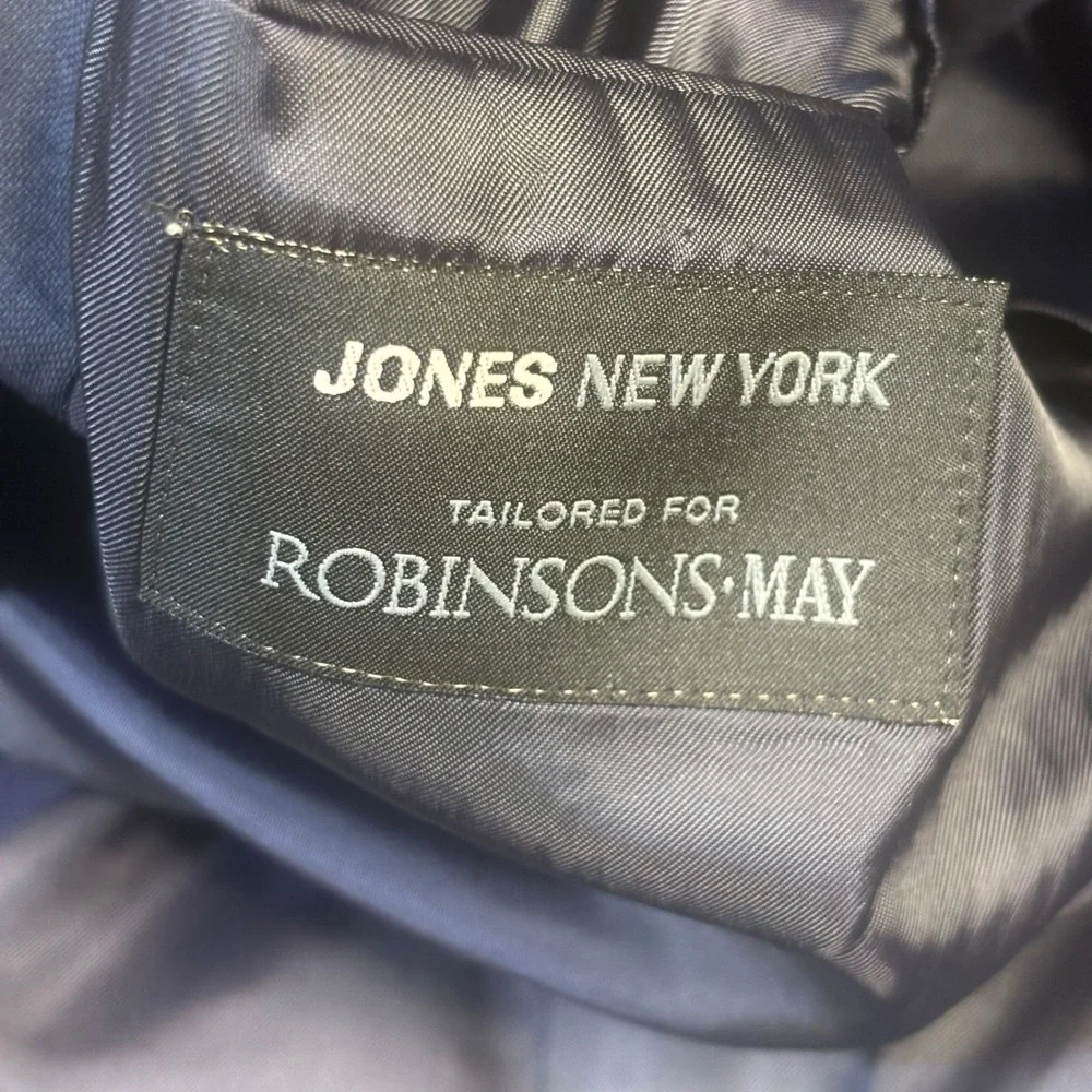 Jones New York Navy Blue 3-Button Tailored Blazer Suit Jacket 44L Mens